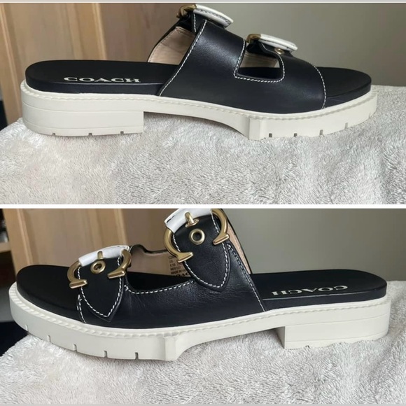 Coach (NWOT) piper leather blue size 8.5 B sandals shoes clothes - Picture 15 of 17